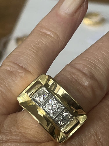 Bague 58 Bague Tank Or Jaune Diamants 58 Facettes LOT 6116
