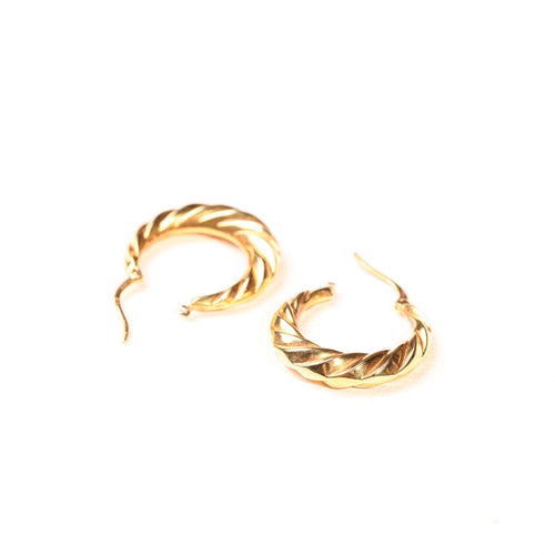 Boucles d'oreilles Boucles d'oreilles créoles godronnées or jaune 58 Facettes