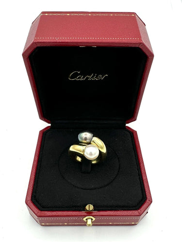 Bague 51 CARTIER. Bague "Toi et Moi" en or jaune 18K et perles 58 Facettes