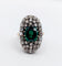 Bague 54 Bague marquise antique en or rose 18k et argent, doublet grenat vert et diamants 58 Facettes A06674