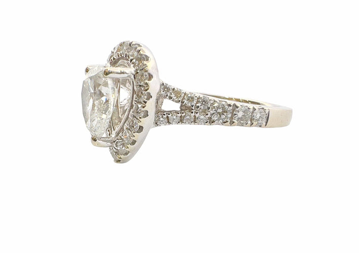 Bague Bague Solitaire or blanc diamant poire 1ct 58 Facettes
