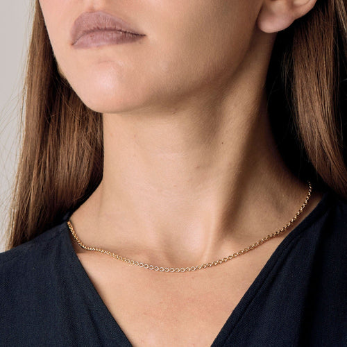 Collier Longue chaîne en or rose à maille ronde 58 Facettes FON18031