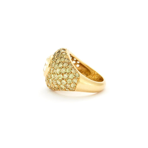 bague 50 Bague boule en or jaune avec diamant et péridots 58 Facettes B849