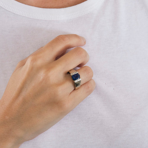 Bague 59 Bague jonc or gris saphir et diamants 58 Facettes GU32
