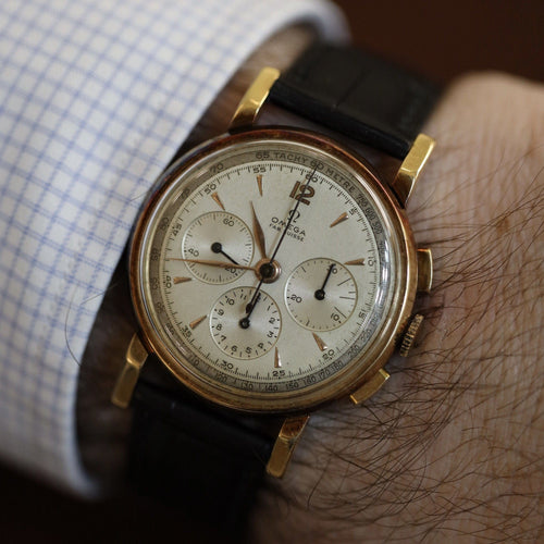 Montre Montre Omega Chronographe Vintage – Or Rose 18k – Calibre 27 – Année 1947 – Non polie 58 Facettes FB10738