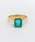 Bague 52.5 Bague solitaire Art déco en or 18k et émeraude 1,20 carat vintage 58 Facettes A06510