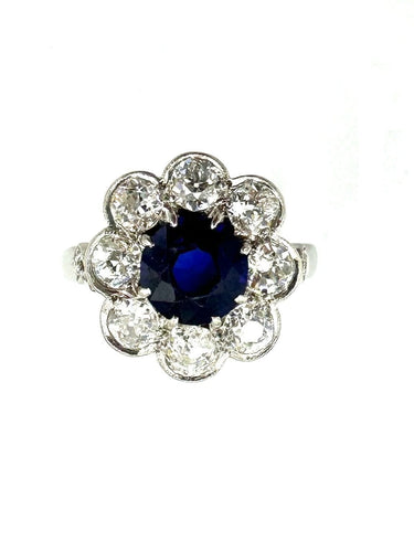 Bague 50 Bague Belle Époque platine, saphir et diamants 58 Facettes