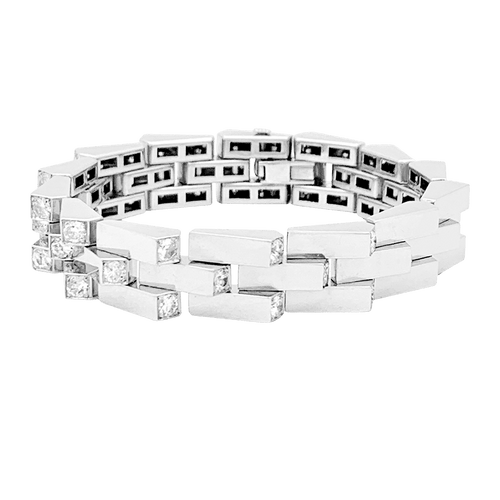 Bracelet Bracelet Vintage Boucheron, "Crémaillère", platine, diamants. 58 Facettes 34542