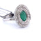 Bague 53 BAGUE en OR BLANC 18 KT - ÉMERAUDE et DIAMANTS ''ART DÉCO'' 58 Facettes