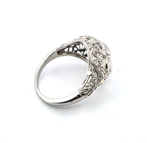 Bague 48 Superbe bague Art Déco en platine avec diamants taille ancienne 58 Facettes