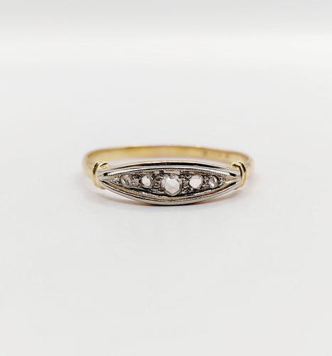 Bague 58 Bague jarretière Art Déco or jaune, diamants taille rose (circa 1920) 58 Facettes A06032