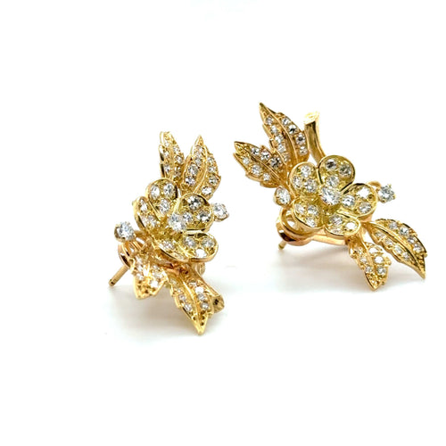 Boucles d'oreilles Boucheron - Boucles d’oreille « Fleur » Or jaune et Diamants 58 Facettes 3007/22