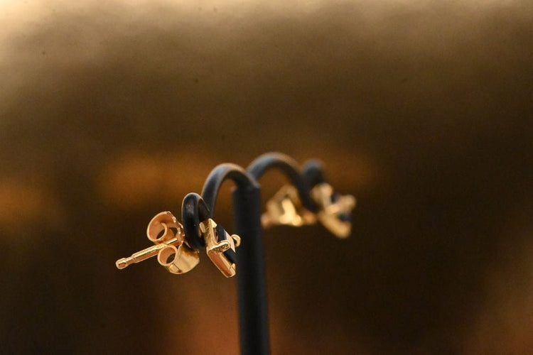 Boucles d'oreilles Boucles d'oreilles saphir bleu taille princesse en or 18 carats 58 Facettes