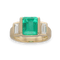 Bague 50-51 Bague en or jaune 18K avec emeraude de Colombie 2,88 cts et diamants baguette - Certificat Carat Gem Lab - Taille ajustable 58 Facettes FB09851