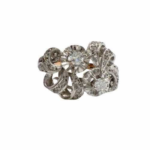 Bague 56 Bague Art Déco 1920-1930 or et platine avec diamants 58 Facettes Q212A(704)