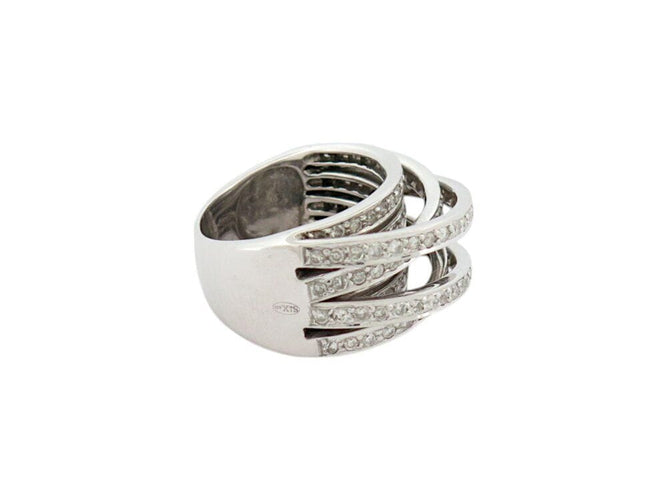 Bague 55 bague 5 rangs & 4 liens croises t55 en or blanc 18k 20gr 180 diamants 2.5ct 58 Facettes 268938