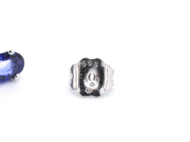 White gold earrings with diamonds and sapphire 58 Facettes 2031