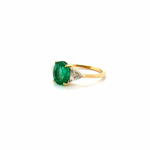 Bague 53 Bague Or jaune - Emeraude Brésil et Diamants triangle 58 Facettes 1.0000595/1