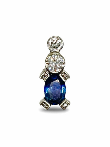 Pendentif Pendentif or blanc saphir 1 ct et diamants 0,45 ct 58 Facettes 996