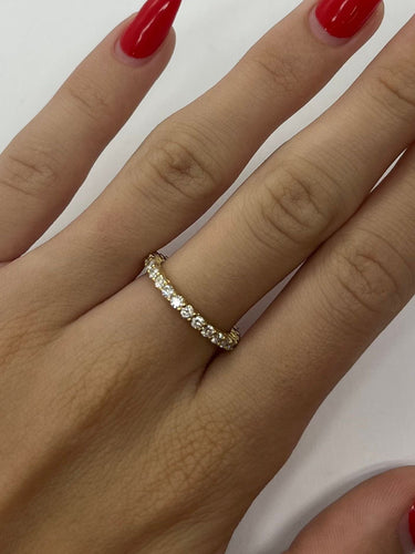 Bague 51 Alliance tour complet or jaune et diamants 1 ct 58 Facettes 77701