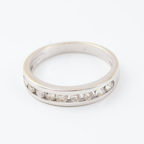 Bague 56 Alliance - Bague alliance en or blanc 18k et diamants 58 Facettes 130023