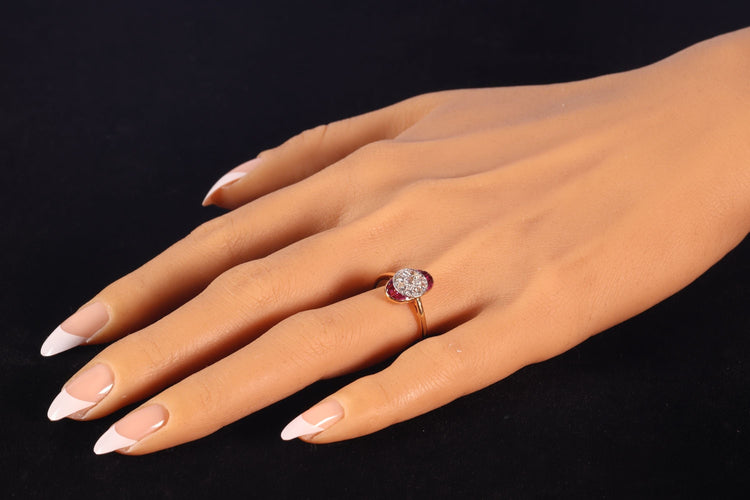 Bague 58 Bague de fiançailles Art déco vintage en diamant et rubis 58 Facettes 22237-0168