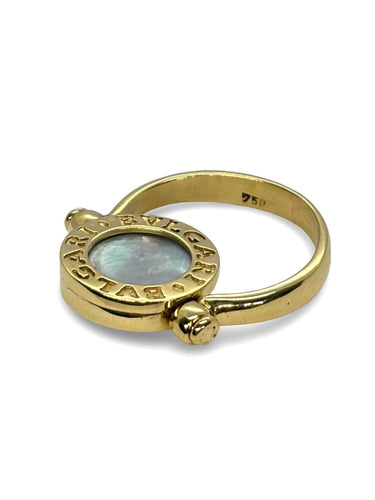 Bague 57 Bulgari - Bague Réversible or jaune nacre et onyx 58 Facettes 895