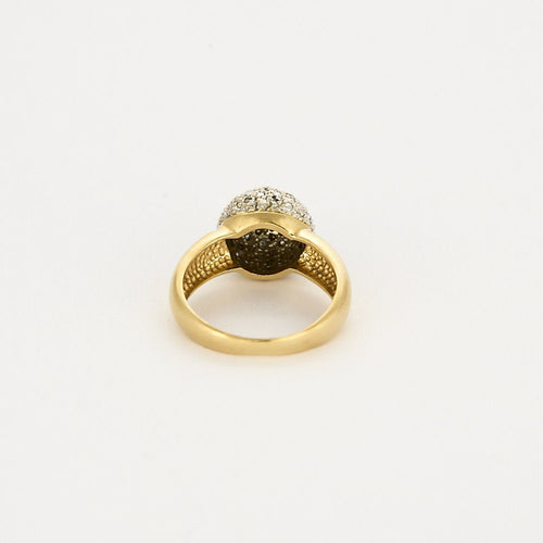Bague 52.5 Bague dôme en or jaune et or blanc 18K 58 Facettes CAL2280
