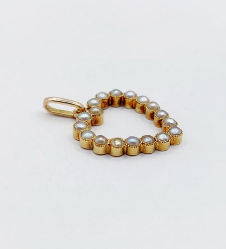 Pendentif Pendentif antique or jaune cœur et perles 58 Facettes A05499