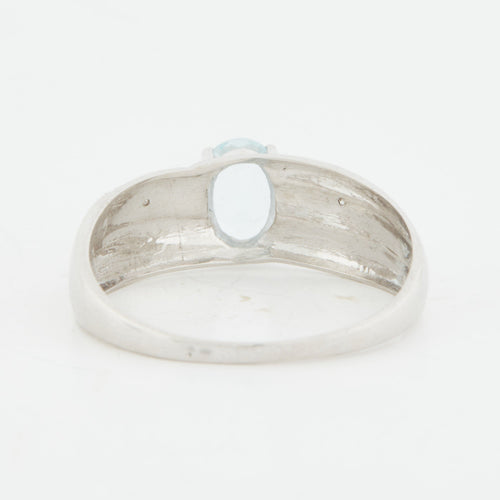 Bague 62 BAGUE OR BLANC AIGUE-MARINE 58 Facettes RÉF 1006/16