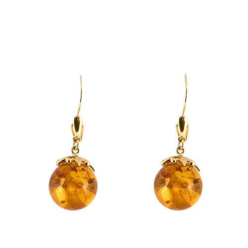 Boucles d'oreilles Boucles d'oreilles dormeuses or jaune et ambre 58 Facettes 240 763