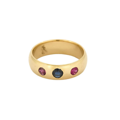 Bague 56 Anneau en or jaune, saphir et rubis 58 Facettes CHA57092