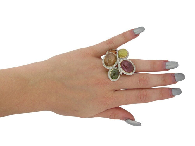 Bague 54 bague en or jaune 18k t54 sertie 5 pierres & 150 diamants 1.05ct 58 Facettes 268939