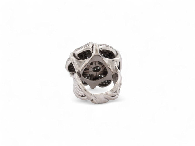 Bague 53 bague cocktail camelia t53 sertie de 188 diamants 4.12ct or blanc 18k 27.5g 58 Facettes 270127
