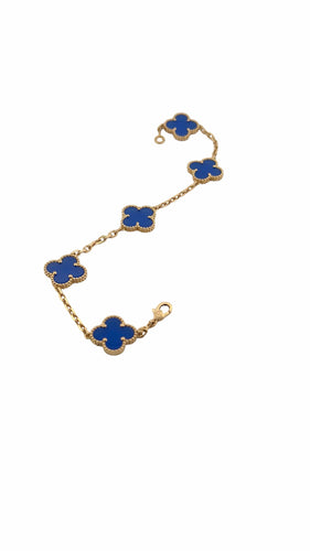 Bracelet Van Cleef & Arpels - Bracelet Alhambra or jaune agate bleue 58 Facettes