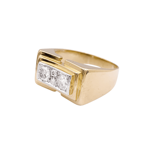 Bague 65 Bague Tank en or jaune, platine, diamants 58 Facettes 34450