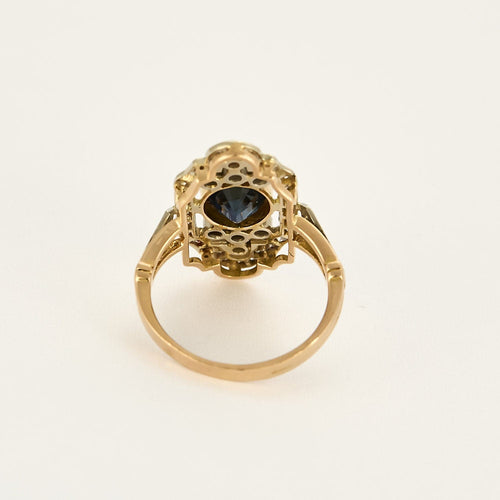 Bague 52 Bague en or jaune, or blanc, diamants et saphir 58 Facettes B240714
