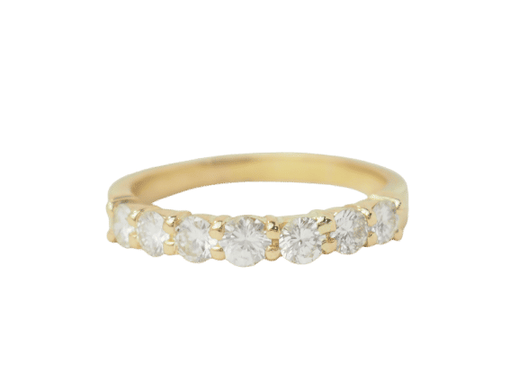 Bague 62 Demi alliance en or jaune et diamants 58 Facettes 33458