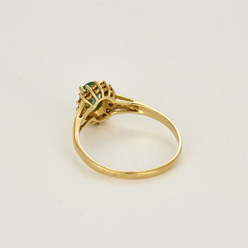Bague 64 Bague marguerite en or jaune, émeraude et diamants 58 Facettes AUX1288X2