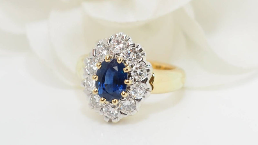 Bague 52 Bague Pompadour en or jaune, saphir et diamants 58 Facettes 32521