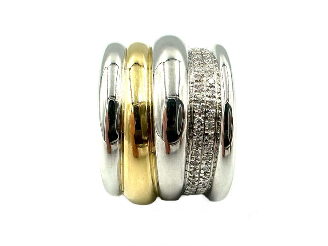 Bague 54 POMELLATO. Collection "Tubolare", bague 2 ors 18K et diamants 58 Facettes