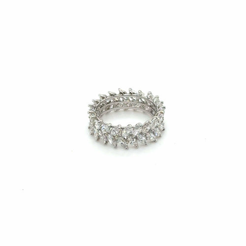 Bague 54 Alliance or blanc - Diamants taille marquise 58 Facettes 1.0002595/1