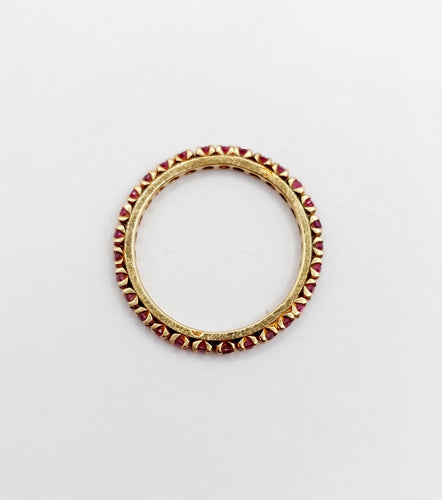 Bague 50.5 Alliance américaine or jaune petits rubis ronds (circa 1950) art deco éternité 58 Facettes A05472