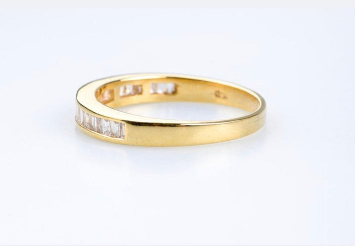 Bague 56 Bague demi-alliance en or jaune – Diamants baguette sertis rail 58 Facettes BG11189476-107
