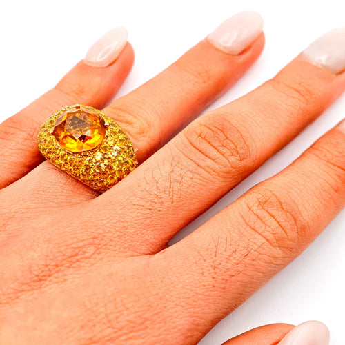 Bague Bague en or jaune, citrine, saphir et diamants 58 Facettes 21025983