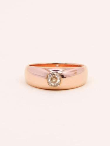 Bague 57 Bague jonc or rose diamant taille ancienne 0,55 carat 58 Facettes 1199.2