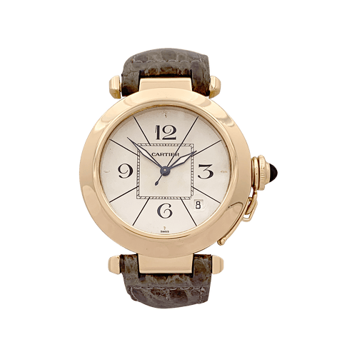 Montre Montre Cartier "Pasha" or jaune, cuir. 58 Facettes 34346