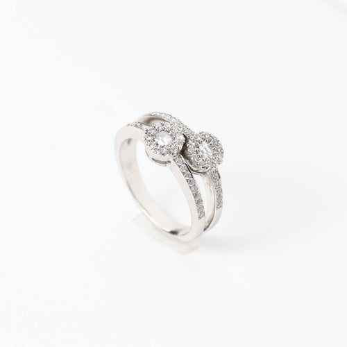 Bague 57 Bague « Toi et moi » en or blanc avec diamants 58 Facettes 146/23