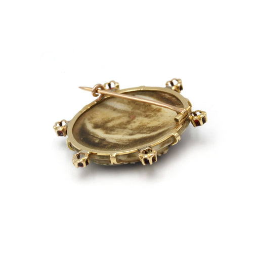 Broche Broche Double Portrait - Or, Grenats, Camée Os 58 Facettes 250059SP