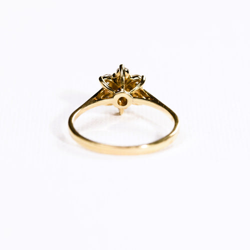 Bague 54 Bague marguerite rubis et diamants en or jaune 58 Facettes LMB-282